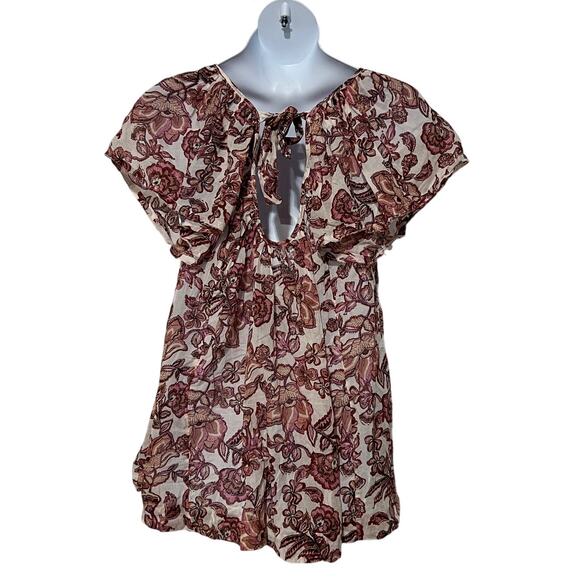 FREE PEOPLE WOMENS TOP KAUAI GETAWAY COTTON IVORY COMBO BOHO SIZE SMALL NEW - Picture 4 of 15